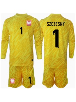Billige Polen Wojciech Szczesny #1 Keeper Hjemmedraktsett Barn EM 2024 Langermet (+ Korte bukser)
